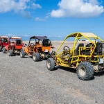 Beach buggies on tour on an excursion on the Canary Island Fuert